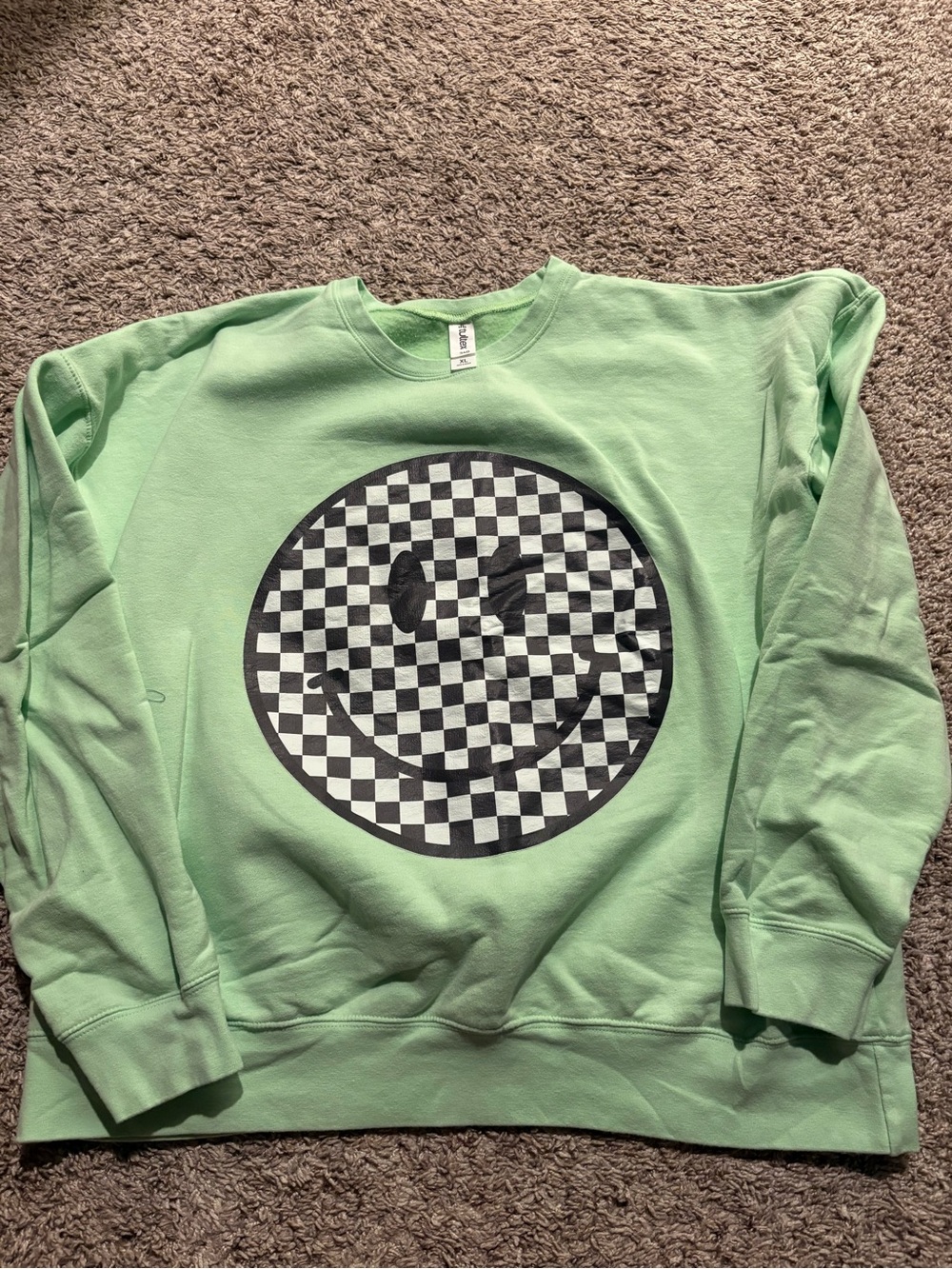 Tultex Mint Green Checker Smiley Sweatshirt